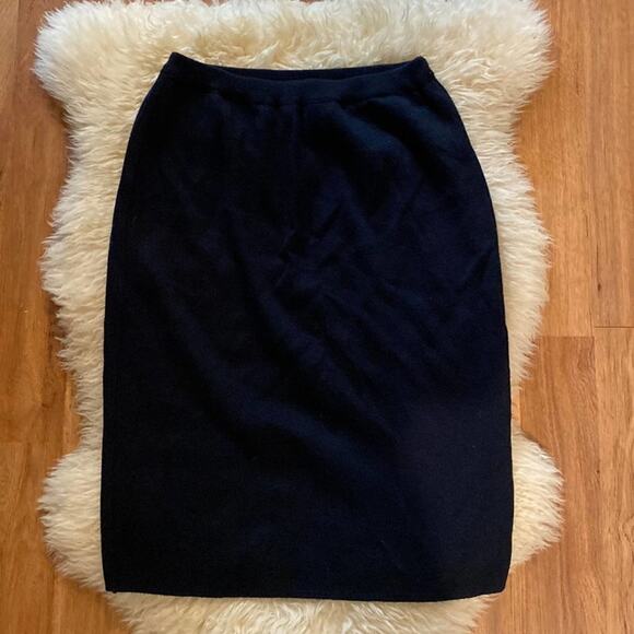 Vintage Dresses & Skirts - Vintage Women’s Navy Blue Midi Pencil Skirt Knit Lined Sz S/M No Tags